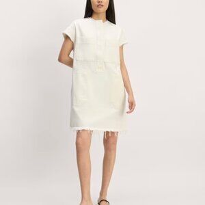 NWOT Everlane Denim Workwear Dress w/ Frayed Hem - Bone - Size XXL